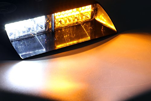 Jackey Awesome Car 16-led 18 Flashing Mode Emergency Vehicle Dash Warning Strobe Flash Light (Amber & White)