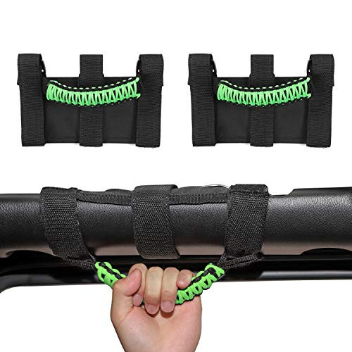 JeCar Grab Handles for Jeep Wrangler, Heavy Duty Roll Bar Grab Handles for 1955-2020 Jeep Wrangler CJ YJ TJ JK JL & 2020 Jeep Gladiator JT, Green