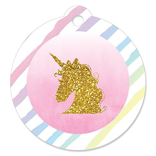 Rainbow Unicorn - Magical Unicorn Baby Shower or Birthday Party Favor Gift Tags (Set of 20)