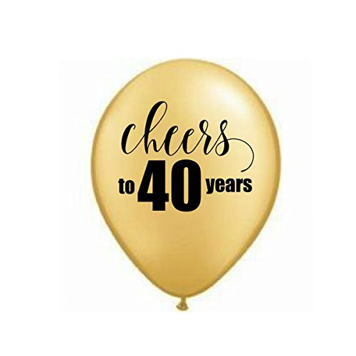 Gold Cheers to 40 Years, 40th Birthday Balloons, 40th Birthday Party Balloons, Cheers to 40 Years Balloons, Set of 3, 40th Birthday Party Decorations, Gold