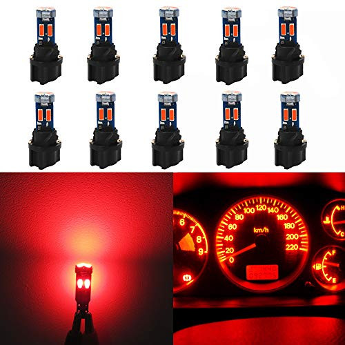 WLJH High Bright Red Canbus T5 Dashboard Light Bulbs Car Instrument Panel Cluster Gauge Warning Indicator Lights Bulb 73 74 286 2721 Led with PC74 Twist Lock Sockets,Pack of 10 WLJH High Bright Red Canbus T5 Dashboard Light Bulbs Car Instrument Panel Cluster Gauge Warning Indicator Lights Bulb 73 74 286 2721 Led with PC74 Twist Lock Sockets,Pack of 10