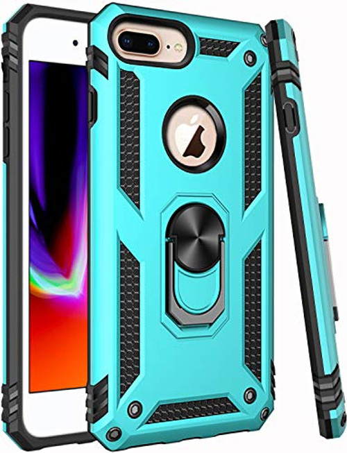 iPhone 8 Plus Case,iPhone 7 Plus Case,iPhone 6 6s Plus Case,LUMARKE Military Grade Shockproof Cover with Kickstand Protective Phone Case for iPhone 6 6s Plus/7 Plus/8 Plus Green