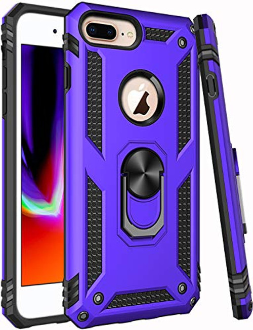 iPhone 8 Plus Case,iPhone 7 Plus Case,iPhone 6 6s Plus Case,LUMARKE Military Grade Shockproof Cover with Kickstand Protective Phone Case for iPhone 6 6s Plus/7 Plus/8 Plus Purple
