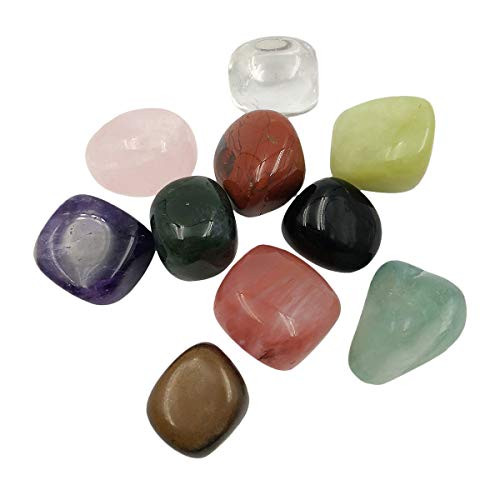 favoramulet 7 Chakra Stone Set with Box, Polished Irregular Palm Worry Pocket Tumbled Stones Healing Crystal Reiki Balancing