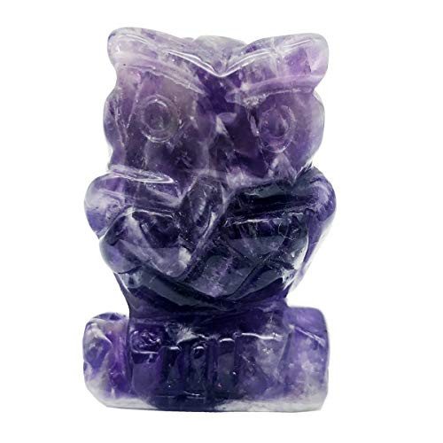 favoramulet 1.5" Handcarved Amethyst Stone Owl Bird Statue Pocket Healing Figurine Sculpture Animal Sculpture favoramulet 1.5" Handcarved Amethyst Stone Owl Bird Statue Pocket Healing Figurine Sculpture Animal Sculpture