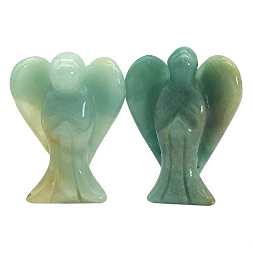 favoramulet 2Pcs Crystal Guardian Angel Statues, Hand Carved Healing Crystals Pocket Stone Figurines Decoration 1.5", Amazonite favoramulet 2Pcs Crystal Guardian Angel Statues, Hand Carved Healing Crystals Pocket Stone Figurines Decoration 1.5", Amazonite