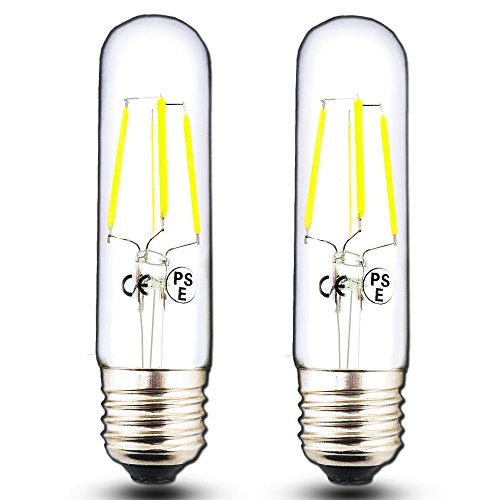 Klarlight E26 T10 Tubular Edison LED Light Bulb, 40 Watt Incandescent LED T10 Replacement Bulb - 4 Watt Daylight COB Tubular LED Filament Bulb, Medium Base E26 Tube Bulbs (2-Pack)
