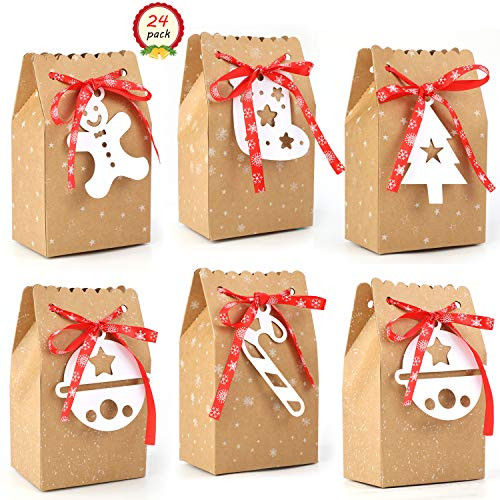 Konsait 24Pack Bags with Drawstring, Kraft Christmas Cookies and Candy Boxes Bulk Goody Bags Treat Bags Xmas Gift Boxes Party Gifts Favors Decoration Supplies Konsait 24Pack Bags with Drawstring, Kraft Christmas Cookies and Candy Boxes Bulk Goody Bags Treat Bags Xmas Gift Boxes Party Gifts Favors Decoration Supplies