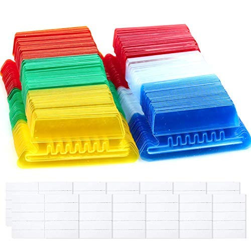 File Folder Tabs,180PCS Colored File Folder Labels with 180PCS Inserts for Hanging Folders,2 Inch Clear Plastic Hanging Folder Tabs for Quick Identification