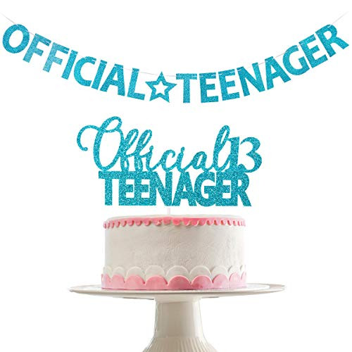 Blue Glittery Official Teenager Banner and Blue Glittery Official 13 Teenager Cake Topper?Double Sided Glitter?| Happy 13th Birthday Party Celebration Decorations | 13 Years Old Birthday Party Supplies?High Quality? Blue Glittery Official Teenager Banner and Blue Glittery Official 13 Teenager Cake Topper?Double Sided Glitter?| Happy 13th Birthday Party Celebration Decorations | 13 Years Old Birthday Party Supplies?High Quality?