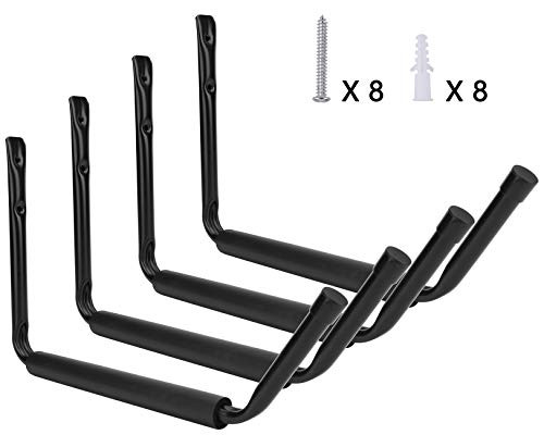 Lawei Set of 4 Garage Storage Hooks - Heavy Duty Kayak Hanger, Wall Mounted Utility Hanging Cradle Rack for Canoe Paddle Board, Surfboard, Snowboard, Ski Board, Ladder, Folding Chairs, Bicycle Lawei Set of 4 Garage Storage Hooks - Heavy Duty Kayak Hanger, Wall Mounted Utility Hanging Cradle Rack for Canoe Paddle Board, Surfboard, Snowboard, Ski Board, Ladder, Folding Chairs, Bicycle