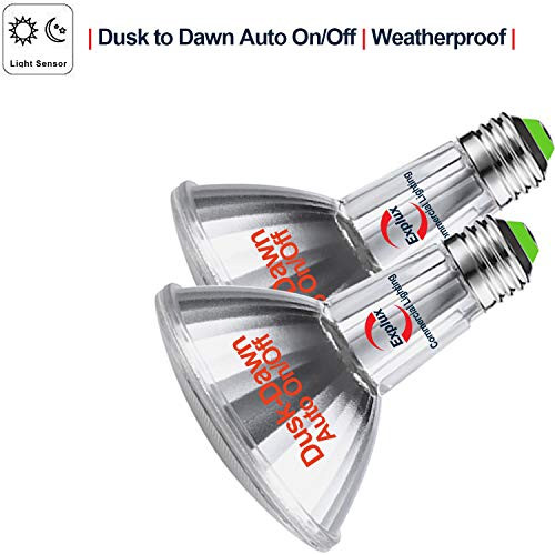 Explux Dusk to Dawn PAR30 LED Flood Light Bulbs, Photo Sensor Auto Dusk-Dawn On/Off, Outdoor Weatherproof, 75W Equivalent, 3000K Bright White, 2-Pack