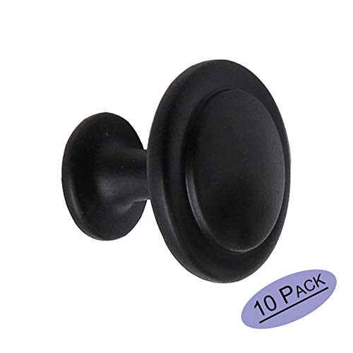 goldenwarm 10 Pack Modern Round Drawer Knobs Black Knobs for Kitchen Cabinets - LS0320BK Matte Black Kitchen Cabinet Hardware Solid Dresser Drawer Pulls 1-2/10in Diameter