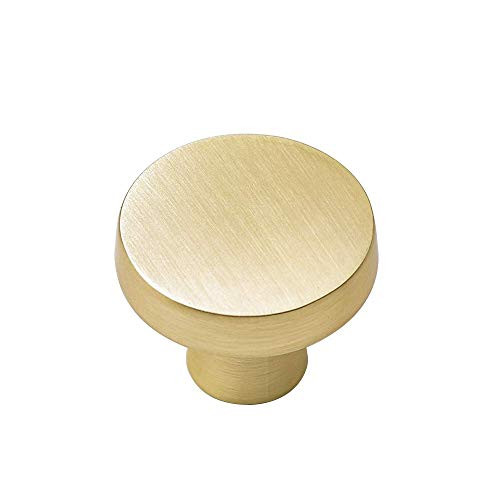 15 Pack goldenwarm Contemporary Cabinet Knob Round Dresser Knobs- LS5310GD Brushed Brass Cabinet Knobs for Dresser Drawers Gold Drawer Pulls Brass Hardware for Cabinets
