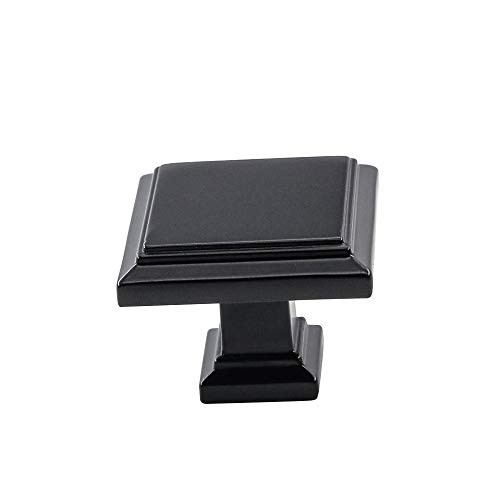 15 Pack goldenwarm Black Square Cabinet Knobs Kitchen Hardware - LS9111BK Drawer Knob Pull Handle Cabinet Drawer Pulls 1.26'' Diameter Cupboard Drawer Knobs Pulls