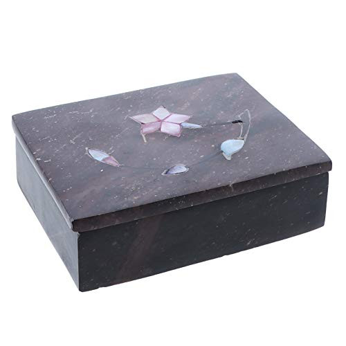 Li'Shay Marble Soapstone Box with Flowers Large Rectangle