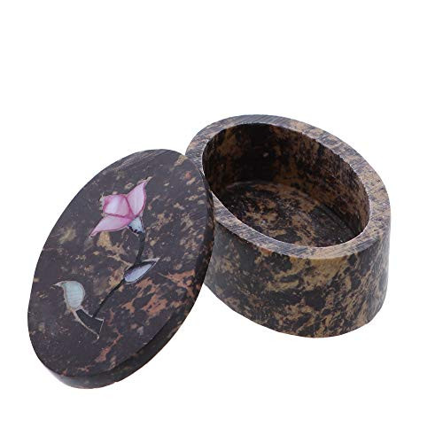 Li'Shay Marble Soapstone Box with Flowers Small Oval