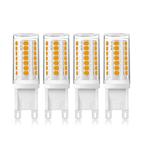 Bonlux G9 Dimmable LED Light Bulb, 4W G9 Bi-pin Ceramic Base T4 JD Type LED Pendant Light, 35W Equivalent Warm White for Cabinet Light, Ceiling Fan Light, Chandelier Light, No Flicker (Pack-4)