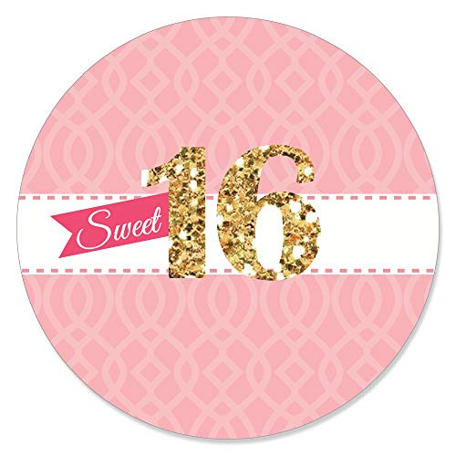Big Dot of Happiness Sweet 16 - 16th Birthday Party Circle Sticker Labels - 24 Count Big Dot of Happiness Sweet 16 - 16th Birthday Party Circle Sticker Labels - 24 Count