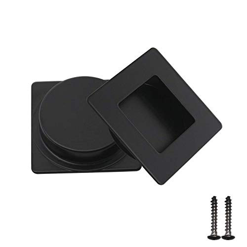 (1 Pack) Probrico Flushed Door Drawer Pulls Black Recessed Flush Pull Stainless Stell Recessed Sliding Handles Square Sliding Door Pull 2-3/4 Inch Recessed Finger Handle