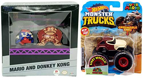 Hot Wheels Jungle King Donkey Monster Kong Truck Time Mario Bros. Bundle with Super Mario Figure Character 8-Bit Exclusive 2 Items Hot Wheels Jungle King Donkey Monster Kong Truck Time Mario Bros. Bundle with Super Mario Figure Character 8-Bit Exclusive 2 Items