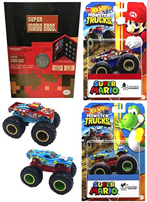 Hot Wheels Coin Up Super Monster Mario Truck Time Bros. Pickup Bundle with Yoshi Big Car + Collector's Album Jam Pack 3 Items Hot Wheels Coin Up Super Monster Mario Truck Time Bros. Pickup Bundle with Yoshi Big Car + Collector's Album Jam Pack 3 Items
