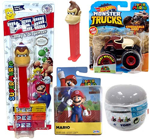 Hot Wheels The King Donkey Monster Kong Truck Time Mario Bros. Bundle with Super Mario Figure + Character Pez Head + Mariokart Pull Back Racer 4 Items Hot Wheels The King Donkey Monster Kong Truck Time Mario Bros. Bundle with Super Mario Figure + Character Pez Head + Mariokart Pull Back Racer 4 Items