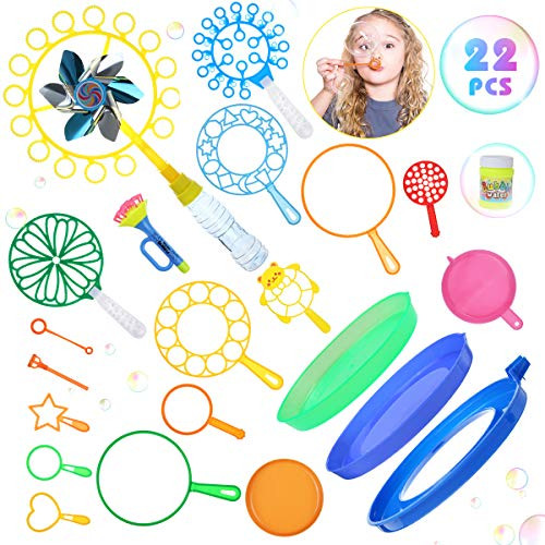 Bubble Wand Set -Big Bubble Wand For Kids Toddlers Large Outdoor -Giant Bubble Wand Variety Bulk -Bubble Toys With Mini Bubble Wands For Kids Party Favors Outdoor Playtime & Birthday Party & Games