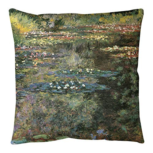 ArtVerse Claude Monet Water Lily Pond at Giverny Pillow Cover (No Fill) - Cotton Twill, 14 x 14, Green