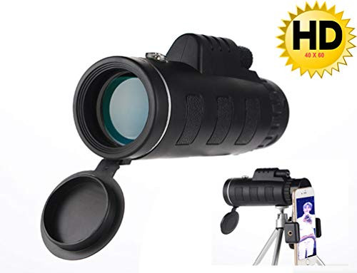 Monocular Telescope, 40X60 HD Monocular Binoculars with Smartphone Holder & Tripod Prism for Bird Watching, Hunting, Surveillance, Hiking (Black 1)