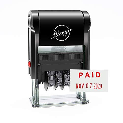 Paid - Miseyo Self Inking Rubber Date Stamp - Red Ink (1328) Paid - Miseyo Self Inking Rubber Date Stamp - Red Ink (1328)