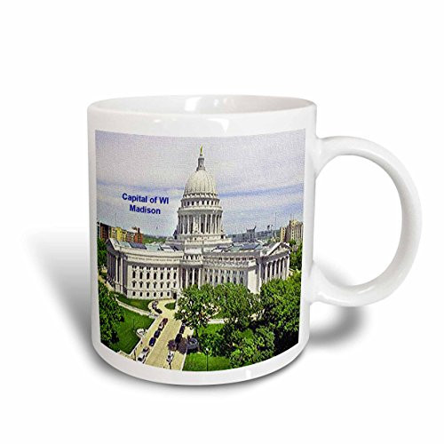 3dRose mug_41209_1"Capital of Wisconsin, Madison" Ceramic Mug, 11 oz, Multicolor