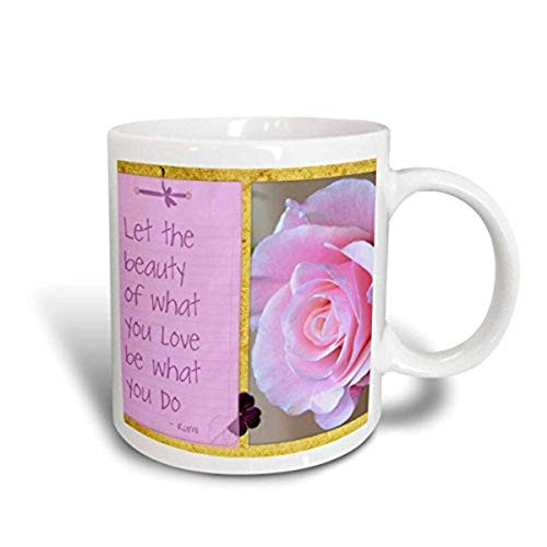 3dRose mug_42615_1 Beauty Rose Rumi Quote Flowers Inspirational Poetry Ceramic Mug, 11-Ounce