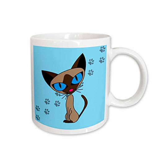 3dRose Cute Siamese Cat Pawprint Design Mug, 15-Ounce 3dRose Cute Siamese Cat Pawprint Design Mug, 15-Ounce