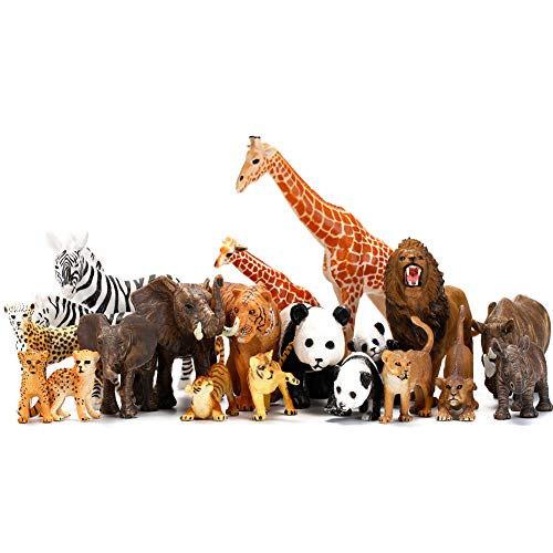Safari Animals Figures Toys 20 Piece, Realistic Plastic Animals Figurines, African Zoo Wild Jungle Animals Playset with Elephant, Giraffe, Lion, Tiger for Kids Party Supplies Cake Topper Safari Animals Figures Toys 20 Piece, Realistic Plastic Animals Figurines, African Zoo Wild Jungle Animals Playset with Elephant, Giraffe, Lion, Tiger for Kids Party Supplies Cake Topper