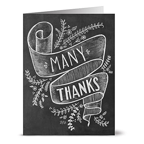 Note Card Cafe Thank You Cards with Kraft Envelopes | 36 Pack | Many Thanks | Blank Inside, Glossy Finish | for Greeting Cards, Occasions, Birthdays, Gifts