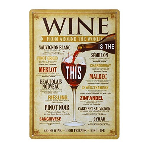 NYKKOLA 8" X 12" Premium Wine Metal Tin Sign,Vintage Style Art Wall Ornament Coffee & Bar Decor Wall Decorative Sign