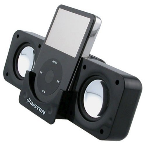 Black Portable Foldable Speakers for Mp3 Players - Travel Size Folding Foldable Stereo Speaker for Apple iPhone 3G 3GS,itouch, iPod,iPod Touch, iPod (video), iPod nano, iPod Photo, iPod Mini