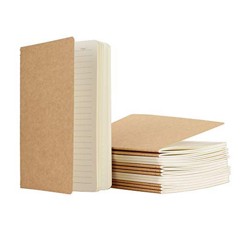 TWONE 15 Packs Kraft Notebook Ruled Pages A5 Kraft Brown Cover Pocket Journal Notebooks for Traveler Diary Note-Taking Ruled 60 Pages/30 Sheets (5.5" x 8.25")