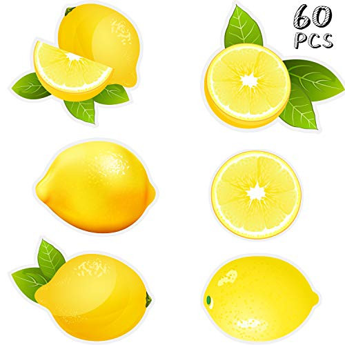 60 Pieces Lemon Cut Out Accents Mini Lemon Cutouts Paper Decorations Versatile DIY Fruit Sign Cutouts for Summer Bulletin Board Classroom School Party