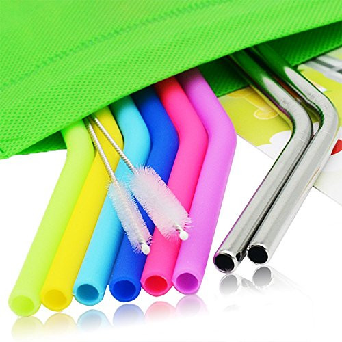 WALFOS FOOD GRADE Silicone Regular Size Reusable Straws for 30 oz Tumbler & Stainless Steel Straws Bundle - 6 Silicone Straws for Yeti/Rtic/Ozark + 2 Stainless Steel Straws + 2 Brushes + 1 Pouch WALFOS FOOD GRADE Silicone Regular Size Reusable Straws for 30 oz Tumbler & Stainless Steel Straws Bundle - 6 Silicone Straws for Yeti/Rtic/Ozark + 2 Stainless Steel Straws + 2 Brushes + 1 Pouch