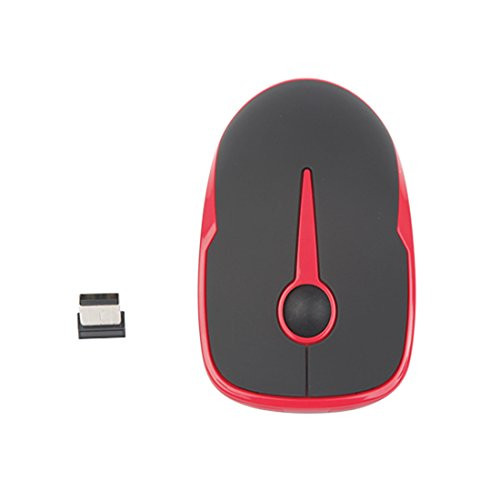U-Shaped 2.4GHz Wireless Optical Mouse with Nano Receiver 1600DPI USB Receiver Mice for Portable Mobile Optical Mice for Notebook, PC, Laptop, Computer, MacBook (Red-Black Mouse)