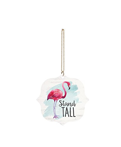 P. GRAHAM DUNN Stand Tall Watercolor Flamingo Quatrefoil 3 x 3 Wood Hanging Car Dangle Charm