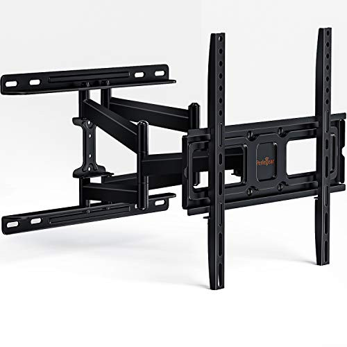 Perlegear Full Motion TV Wall Mount Bracket, Dual Articulating Arms Swivel Tilt Extension Rotation, Fits Most 26-55 Inch LED, LCD, OLED Flat&Curved TVs, Max VESA 400x400mm