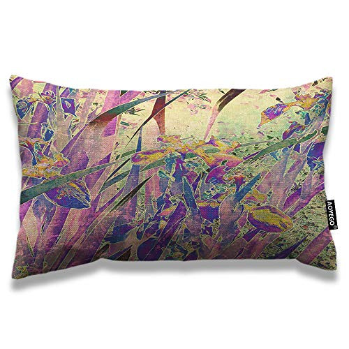 AOYEGO Floral Throw Pillow Cover 12x20 Inch Vintage Art Nature Irises Flower Leaves Rectangle Pillow Cases Home Decorative Cotton Linen Cushion Cover for Bed Sofa Purple Green AOYEGO Floral Throw Pillow Cover 12x20 Inch Vintage Art Nature Irises Flower Leaves Rectangle Pillow Cases Home Decorative Cotton Linen Cushion Cover for Bed Sofa Purple Green