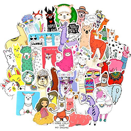 Waterproof Cute Vinyl Stickers for Water Bottle Laptop Scrapbook (50 Pcs Llama Style)