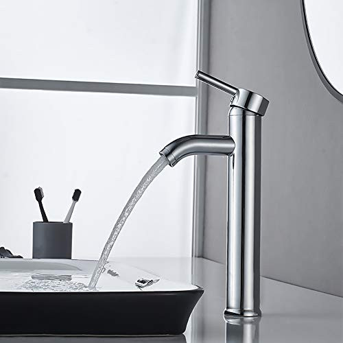 Modern Bathroom Faucet Basin Mixer Tap Chrome Tall Body Single Handle One Hole Vessel Sink Faucet
