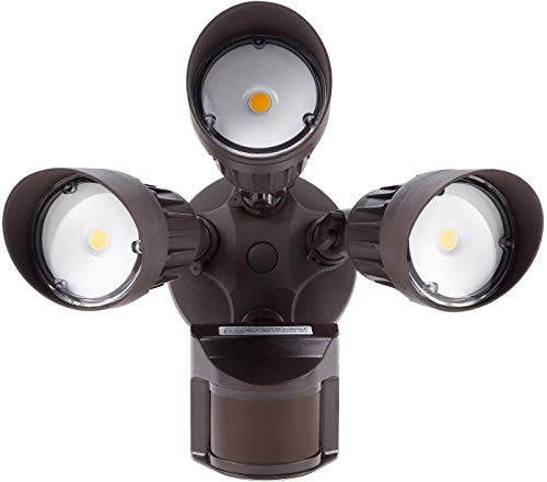 LEONLITE LED Security Lights Motion Sensor Light Outdoor, 3-Head Flood Light, 30W(250W Equiv.), IP65 Waterproof, 5000K Daylight, ETL Listed Outdoor Lighting for Patios, Garage, Decks, Bronze