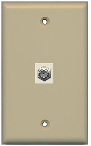 RiteAV Coax Cable TV Wall Plate 1 Gang Flat - Ivory