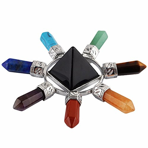 rockcloud Pyramid & 7 Chakra Points Energy Generator,Reiki Healing Crystal Stone,Black Obsidian rockcloud Pyramid & 7 Chakra Points Energy Generator,Reiki Healing Crystal Stone,Black Obsidian
